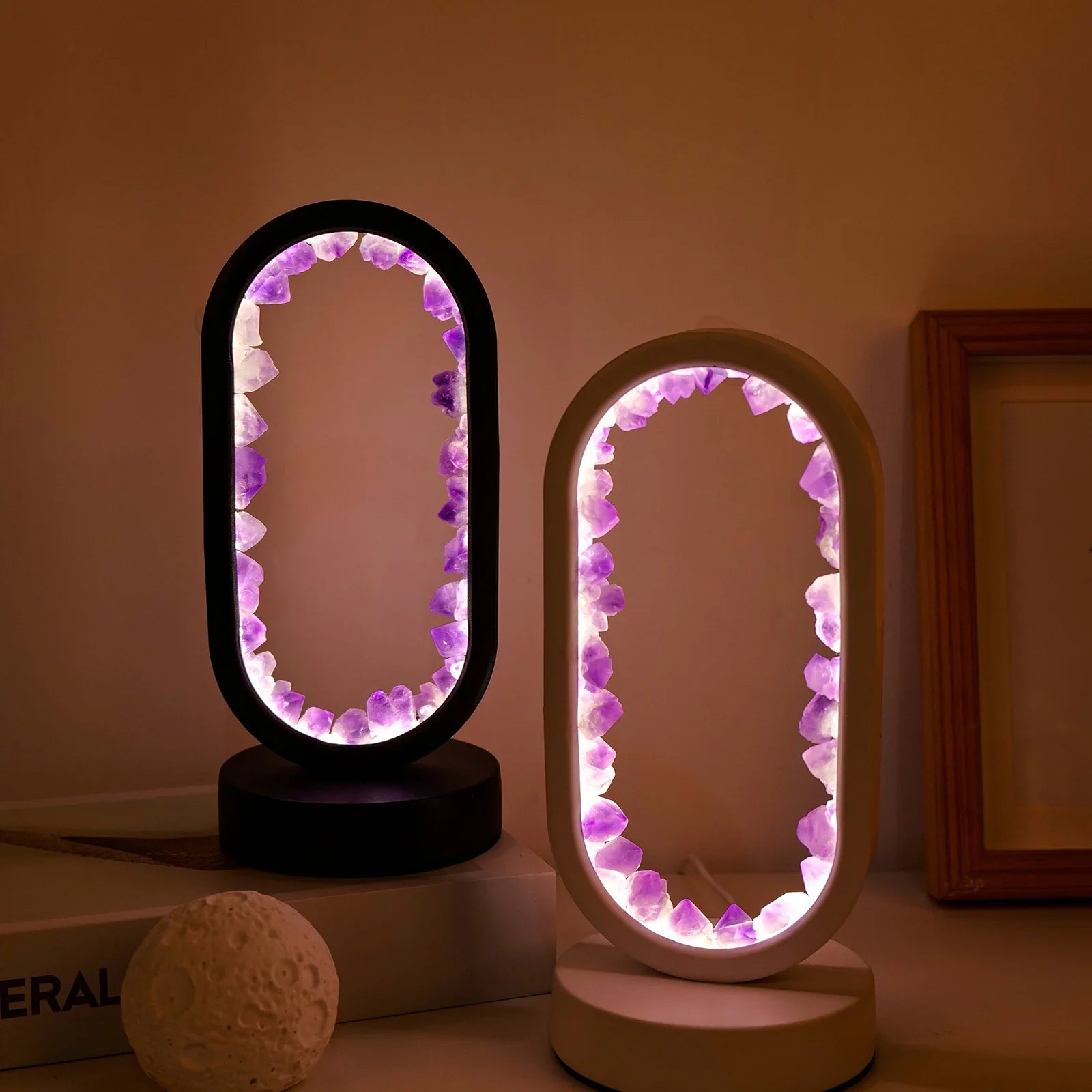Natürliche Amethyst Lampe – Handgefertigte Entspannungs- und Meditationslampe in Lila für Innenräume