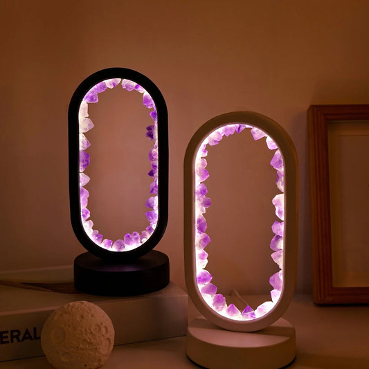 Natürliche Amethyst Lampe – Handgefertigte Entspannungs- und Meditationslampe in Lila für Innenräume