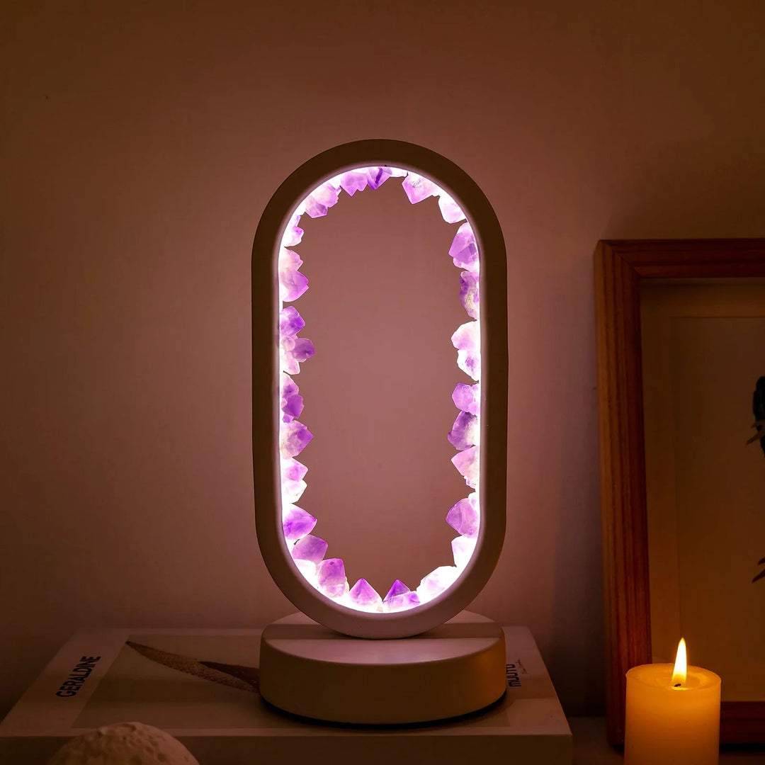 Natürliche Amethyst Lampe – Handgefertigte Entspannungs- und Meditationslampe in Lila für Innenräume