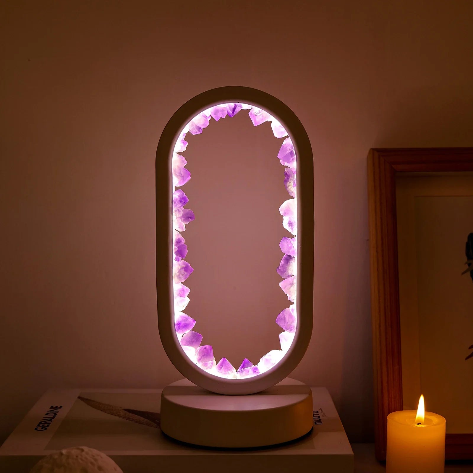 Natürliche Amethyst Lampe – Handgefertigte Entspannungs- und Meditationslampe in Lila für Innenräume
