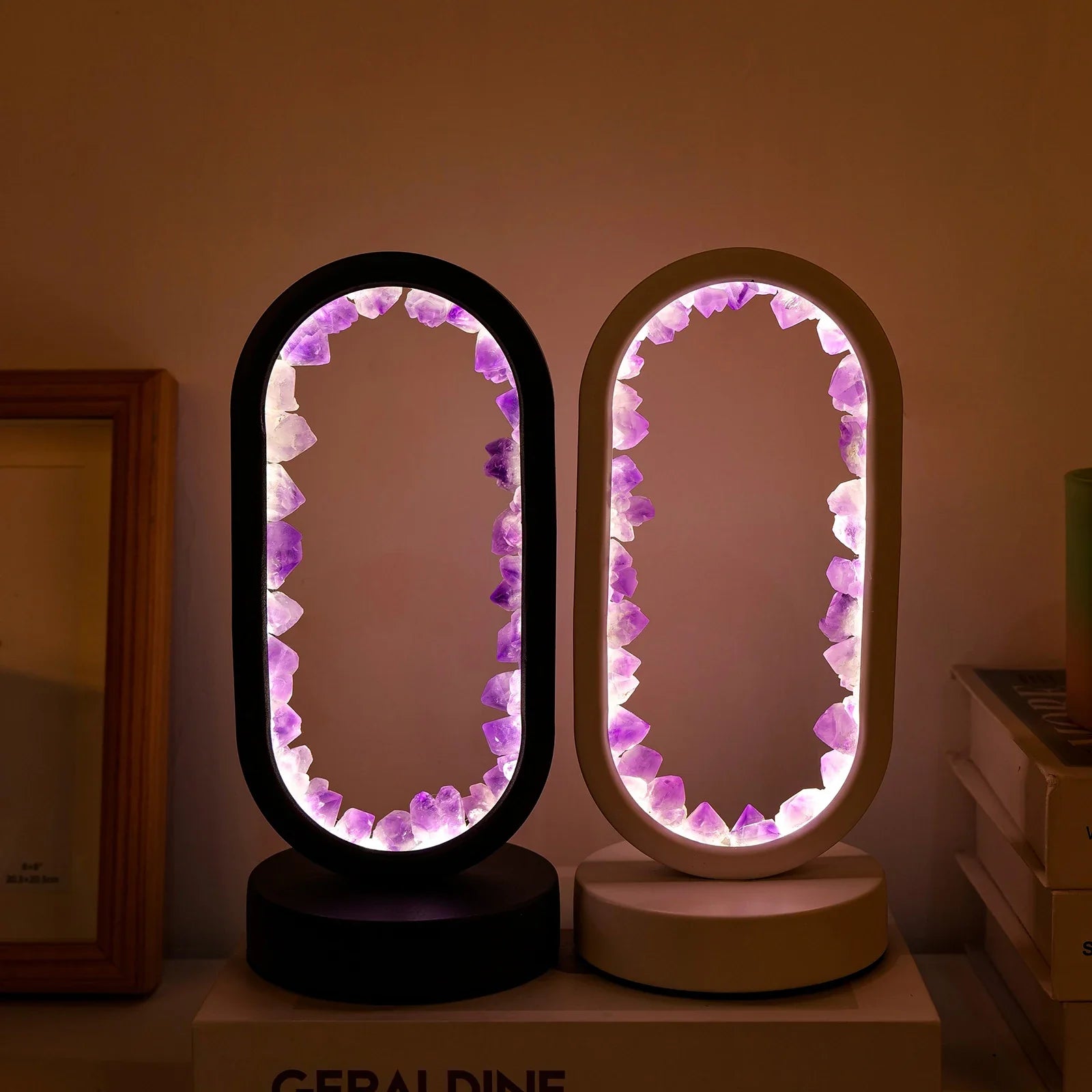 Natürliche Amethyst Lampe – Handgefertigte Entspannungs- und Meditationslampe in Lila für Innenräume
