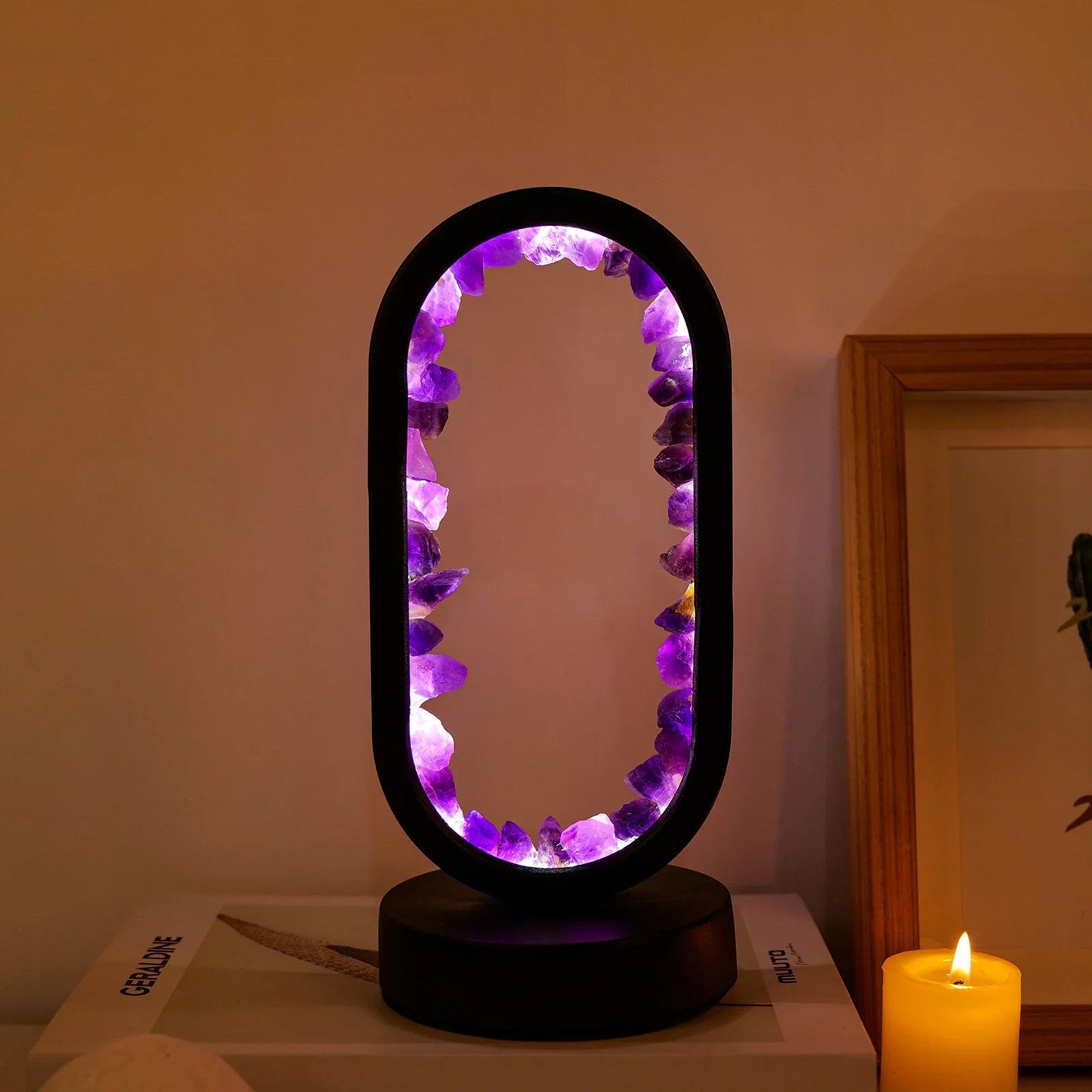 Natürliche Amethyst Lampe – Handgefertigte Entspannungs- und Meditationslampe in Lila für Innenräume