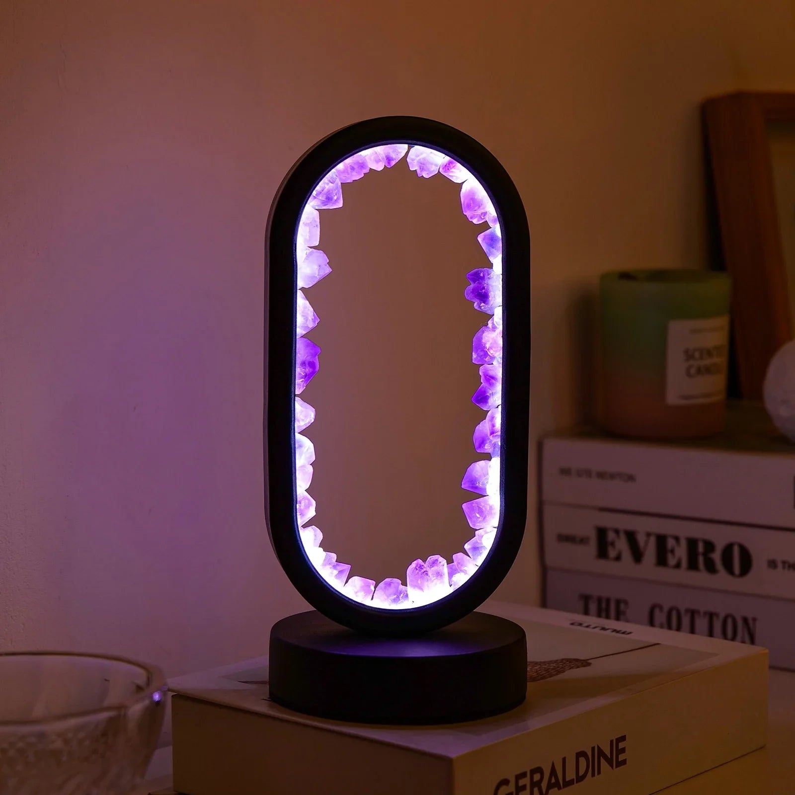 Natürliche Amethyst Lampe – Handgefertigte Entspannungs- und Meditationslampe in Lila für Innenräume
