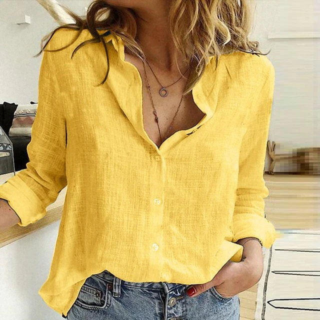 Kinga | Damen Lockere Bluse mit Knöpfen