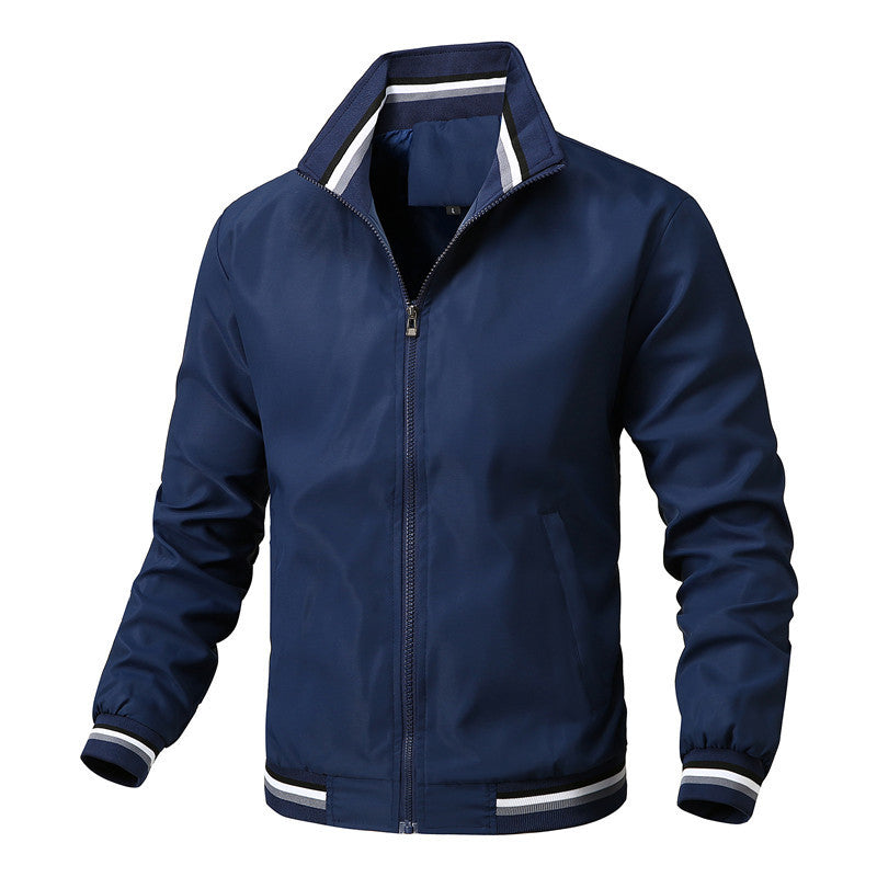Veste homme à manches longues col montant zippée | Côtelée