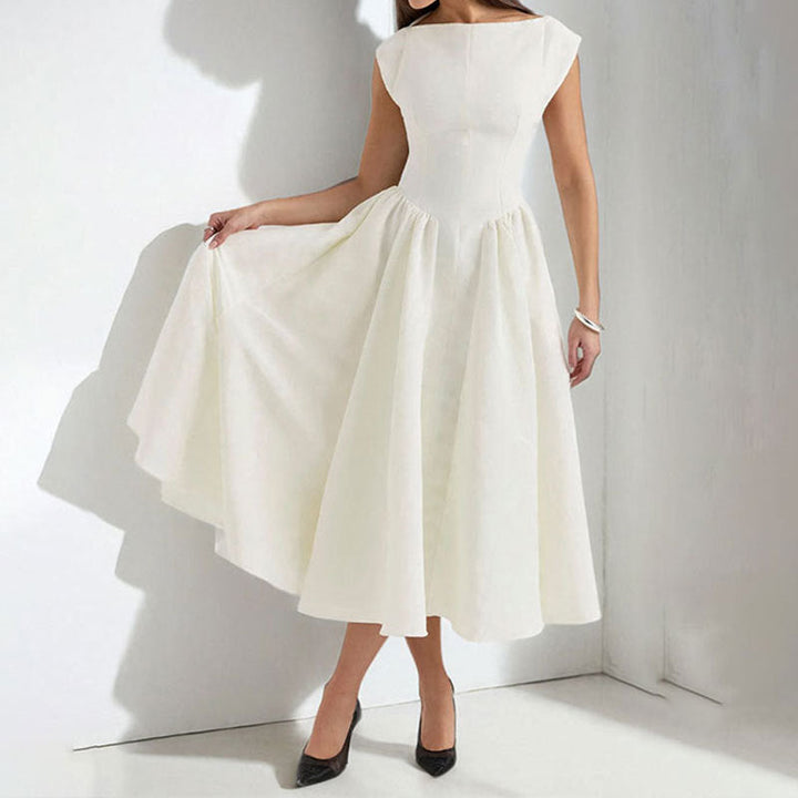 Damen A-Linien Midikleid | Ärmelloses Kleid | Betonte Taille | Zeitloser Festlicher Stil