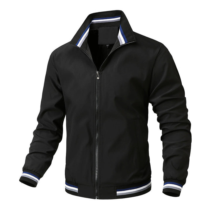 Veste homme à manches longues col montant zippée | Côtelée