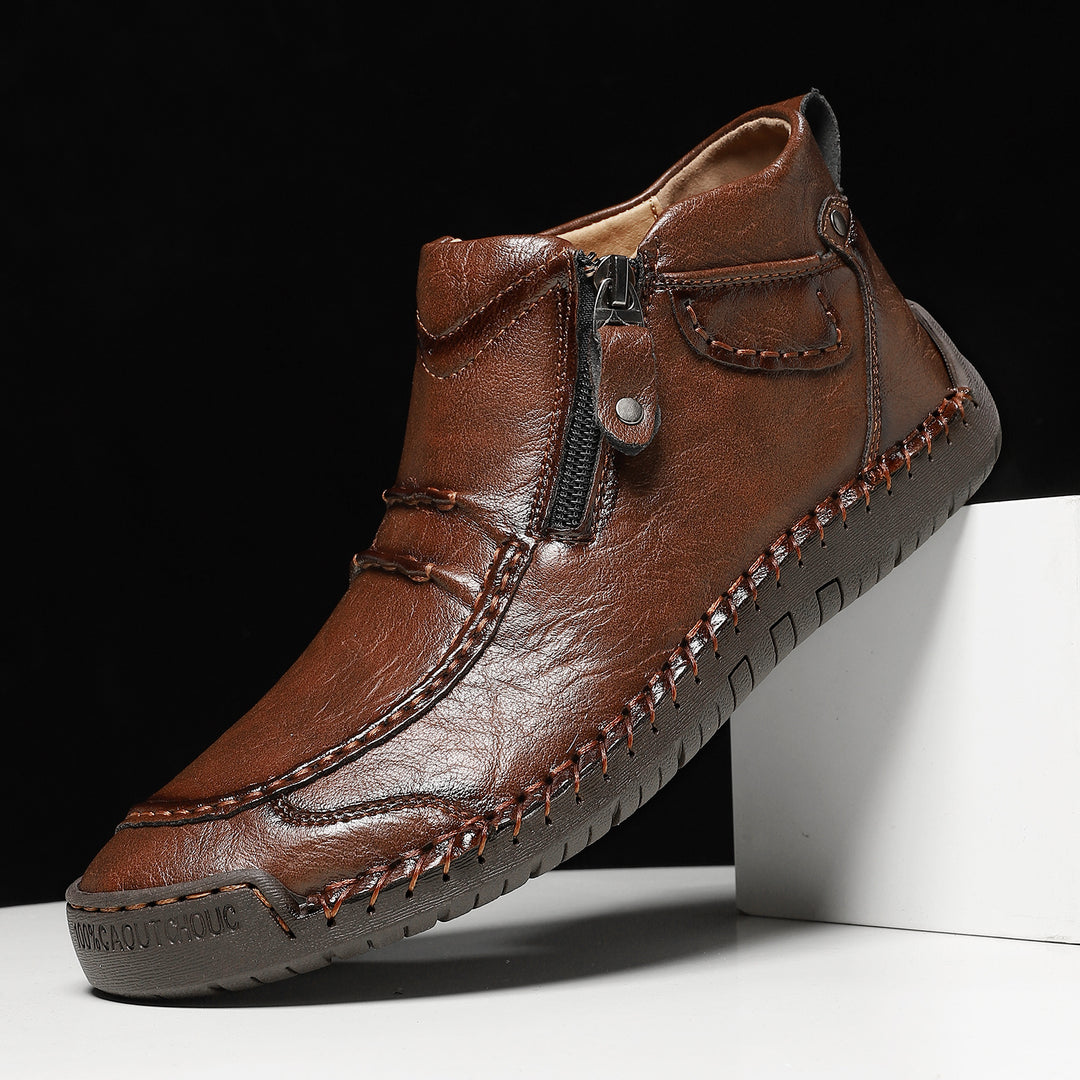 Herren Schuhe Slip-On Reißverschluss Freizeitschuhe | Flach