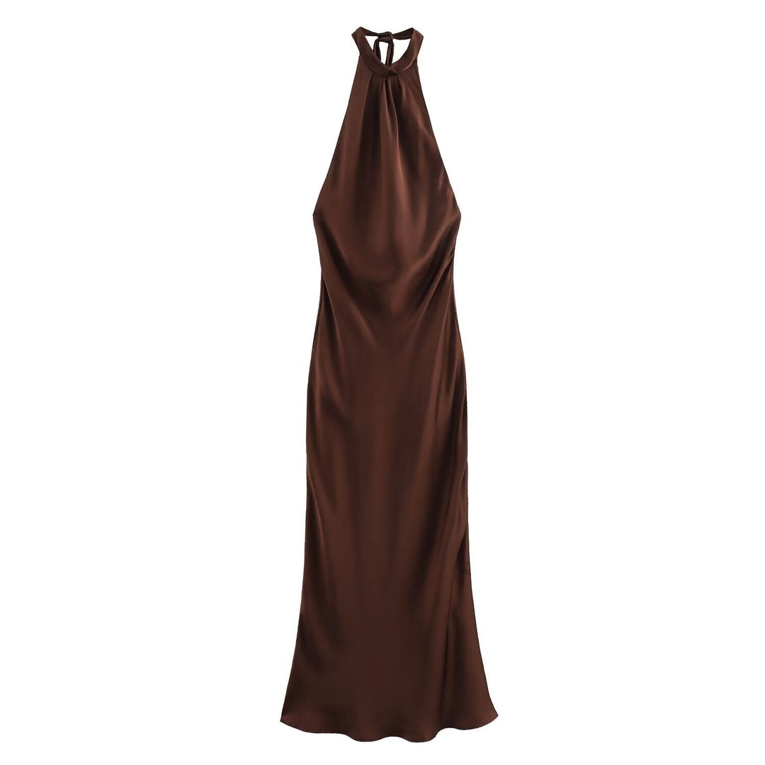 Damen Maxikleid | Schmale Passform mit Neckholder | Offenes Rückendesign | Eleganter Anlasslook