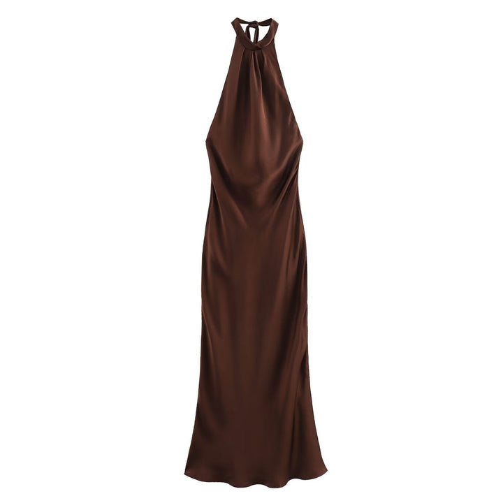Damen Maxikleid | Schmale Passform mit Neckholder | Offenes Rückendesign | Eleganter Anlasslook