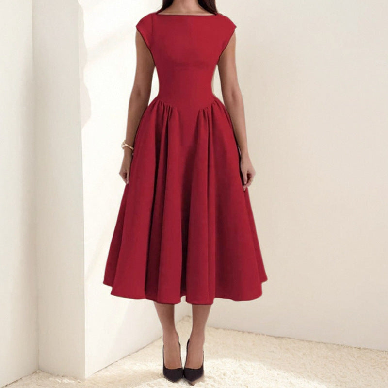 Damen A-Linien Midikleid | Ärmelloses Kleid | Betonte Taille | Zeitloser Festlicher Stil