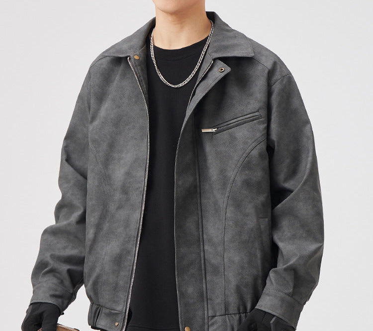 Veste homme à manches longues avec col et fermeture éclair | Coupe longue