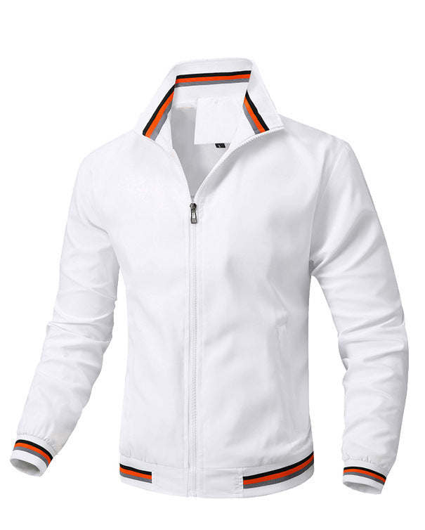 Veste homme à manches longues col montant zippée | Côtelée