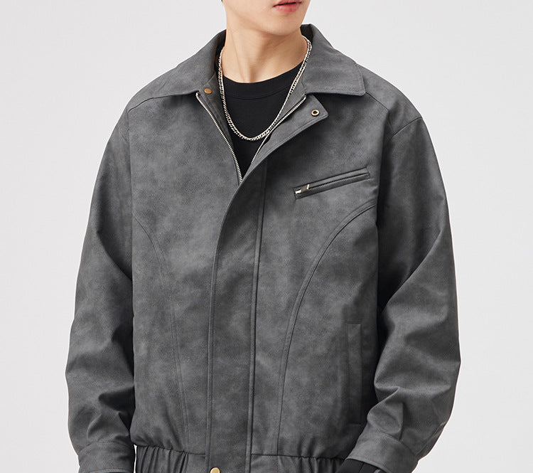 Veste homme à manches longues avec col et fermeture éclair | Coupe longue