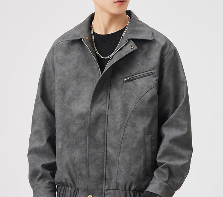 Veste homme à manches longues avec col et fermeture éclair | Coupe longue
