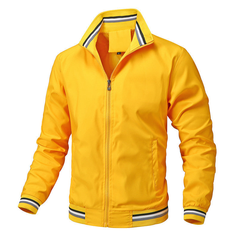 Veste homme à manches longues col montant zippée | Côtelée