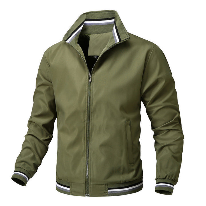 Veste homme à manches longues col montant zippée | Côtelée