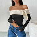 Crop-Top für Frauen mit Off-Shoulder-Muster
