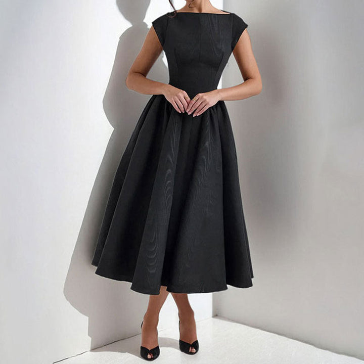 Damen A-Linien Midikleid | Ärmelloses Kleid | Betonte Taille | Zeitloser Festlicher Stil