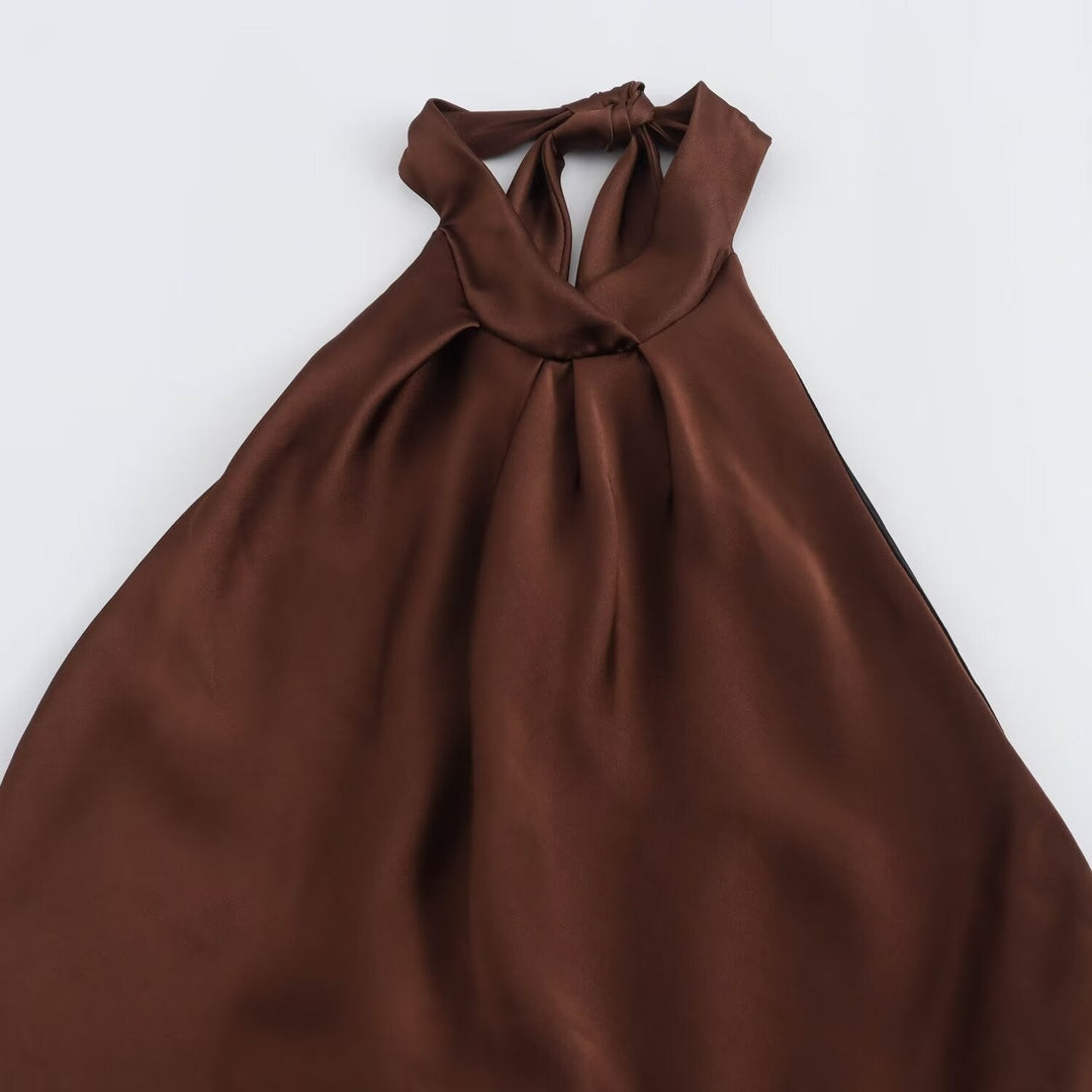 Damen Maxikleid | Schmale Passform mit Neckholder | Offenes Rückendesign | Eleganter Anlasslook