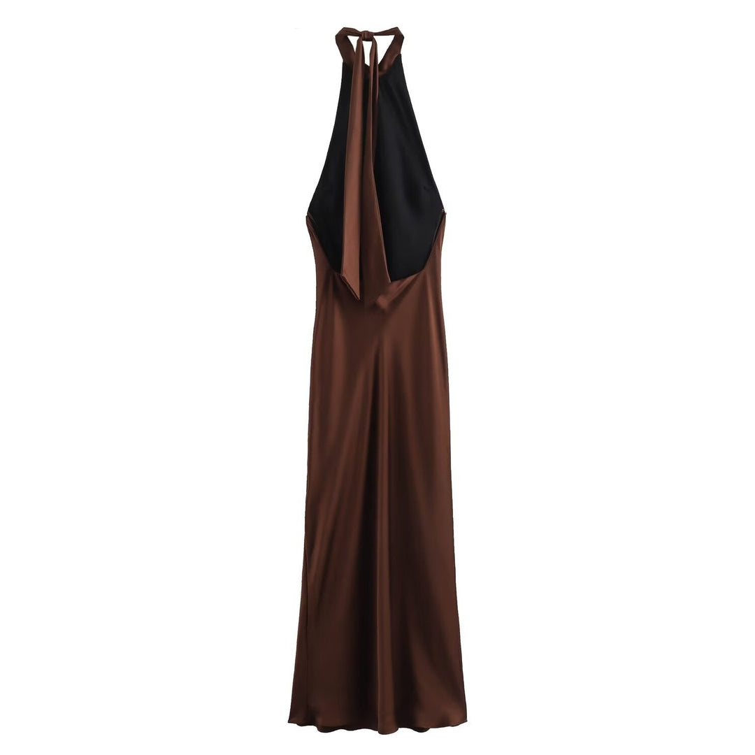 Damen Maxikleid | Schmale Passform mit Neckholder | Offenes Rückendesign | Eleganter Anlasslook