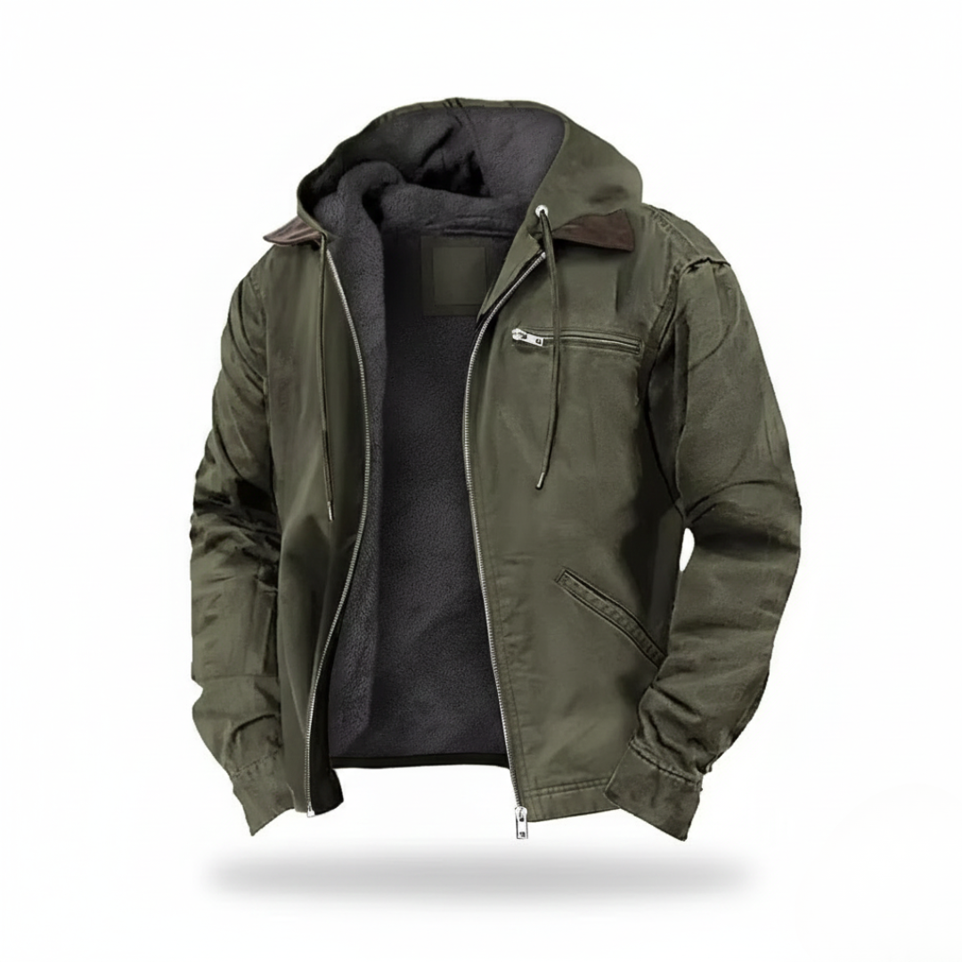 Schwere Arbeitsjacke mit Kapuze für Herren – warm, strapazierfähig und mit entspannter Passform für Herbst und Winter
