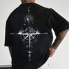 Oversized T-Shirt für Männer mit Kompass- und Berggrafik – Bequem, Atmungsaktiv und Stilvoll