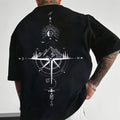 Oversized T-Shirt für Männer mit Kompass- und Berggrafik – Bequem, Atmungsaktiv und Stilvoll