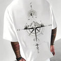 Oversized T-Shirt für Männer mit Kompass- und Berggrafik – Bequem, Atmungsaktiv und Stilvoll