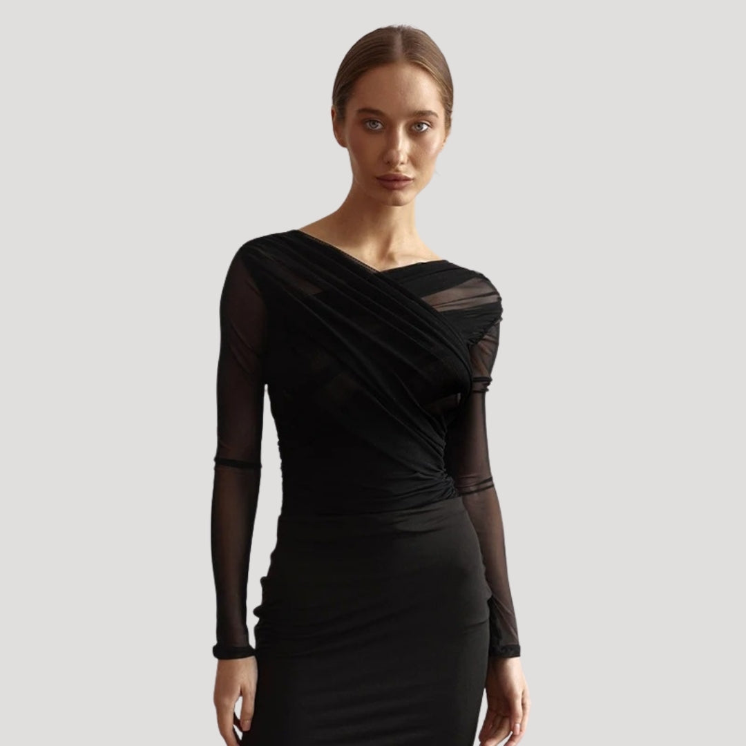 Paige | Transparentes Wickeloberteil mit langen Ärmeln für Damen (Frühling) 0