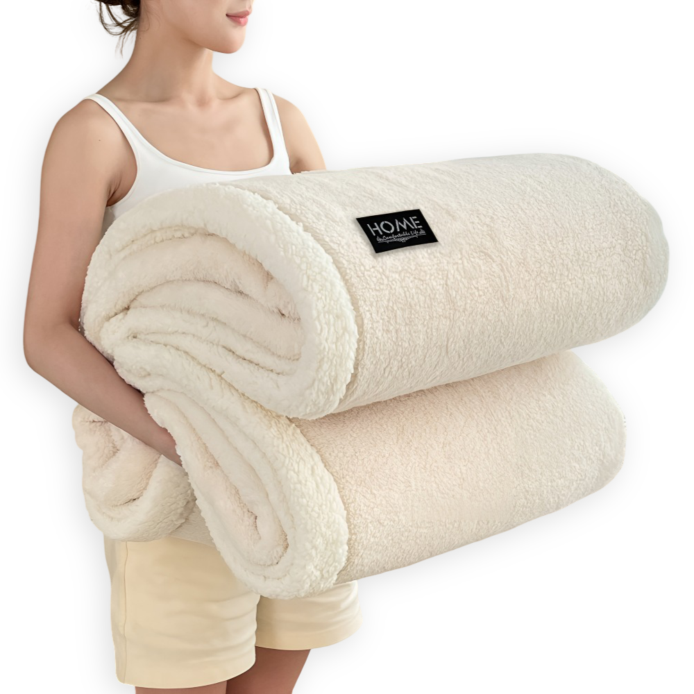 Plüsch Doppel Schicht Faux Schafsfell Kusheldecke - Weiche und Warme Grau & Weiße Streifen Decke 10