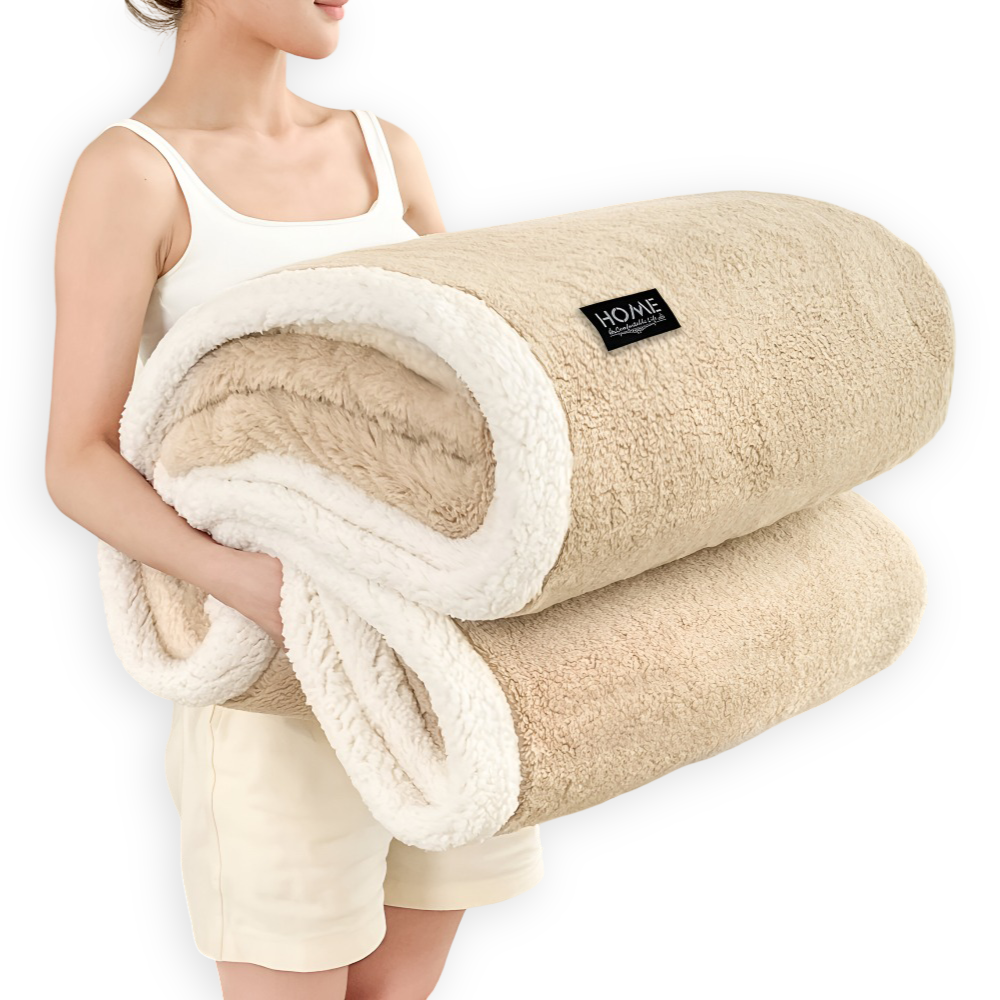 Plüsch Doppel Schicht Faux Schafsfell Kusheldecke - Weiche und Warme Grau & Weiße Streifen Decke 11