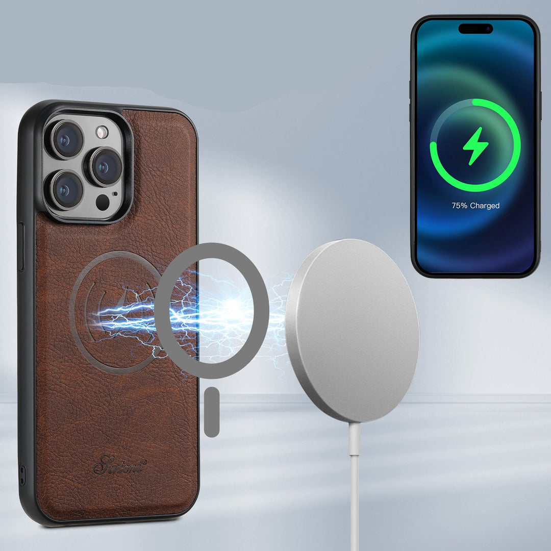 Premium Kunstleder – Handyhülle aus Kunstleder mit Kartenhalter und MagSafe-Kompatibilität