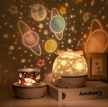 Projektor für Nachtlicht mit Fernbedienung – 360° Drehung, 3 Farben, Beruhigende Atmosphäre im Kinderzimmer