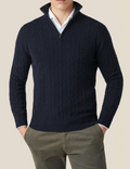 Zip-Pullover – Zopfmuster und regulierbare Wärme