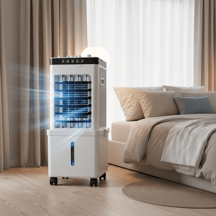 Mobiler 3-in-1 Luftkühler mit Rollen und Wassertank