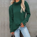 Damen Rollkragenpullover – Oversize-Passform – Lange Ärmel mit Knöpfen