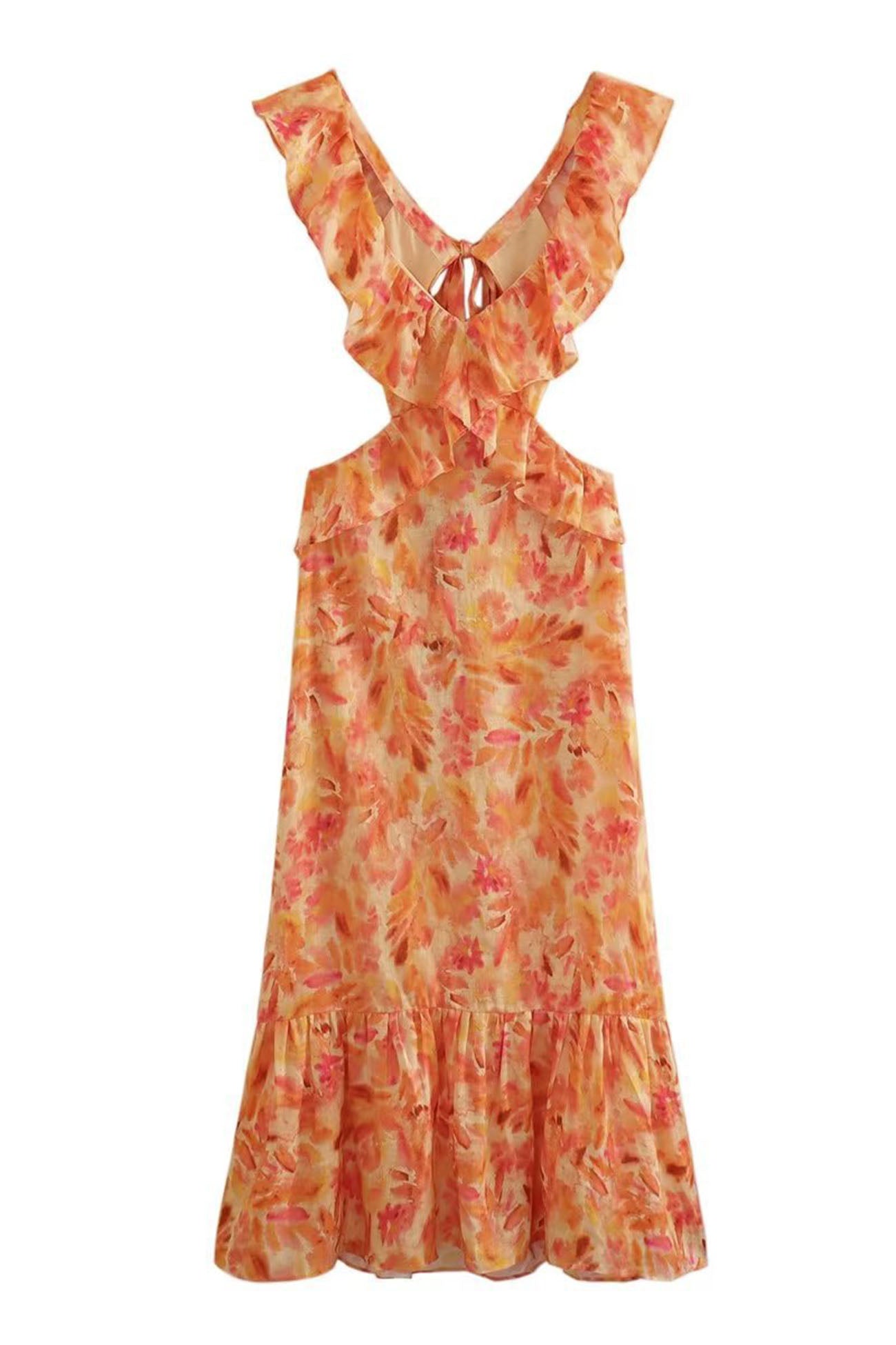 Women's Maxi Dress | Floral Design and Ruffle Straps | Elegant Summer Style