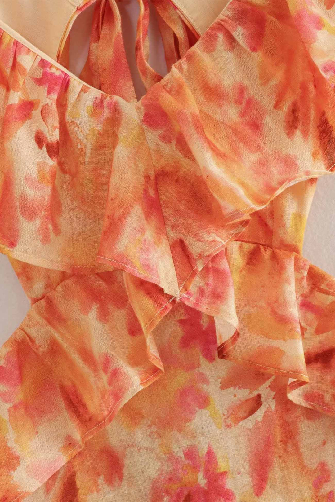 Damen Maxikleid | Florales Design und Rüschenträger | Eleganter Sommerstil