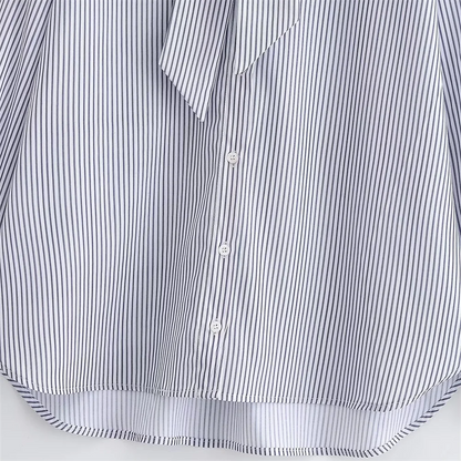 Camicia Donna Manica Lunga Bottoni Frontali Laccio Fiocco Righe Verticali Camicia | Righe