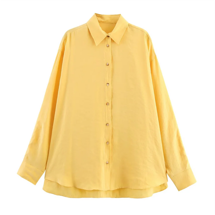 Damen Knopf Hemd Kragen Langarm | Oversize