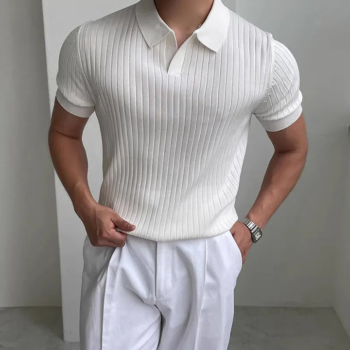 Herren Kurzarm Polo Shirt mit Kragen Strukturmuster | Strukturiert