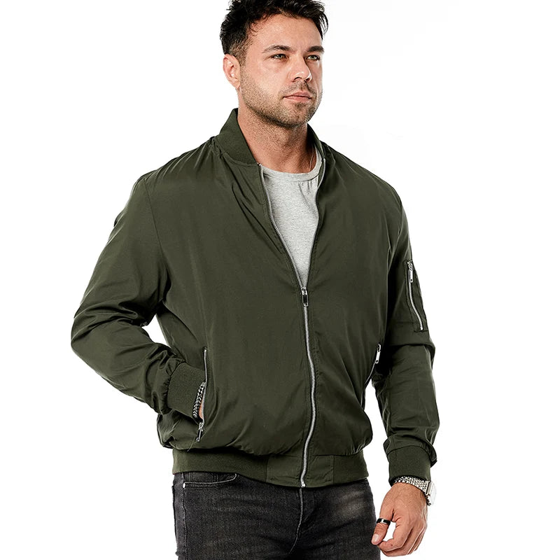 Veste bomber homme col montant zippée manches longues | Streetwear