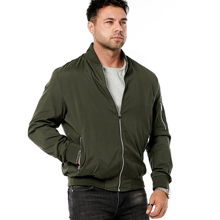 Veste bomber homme col montant zippée manches longues | Streetwear
