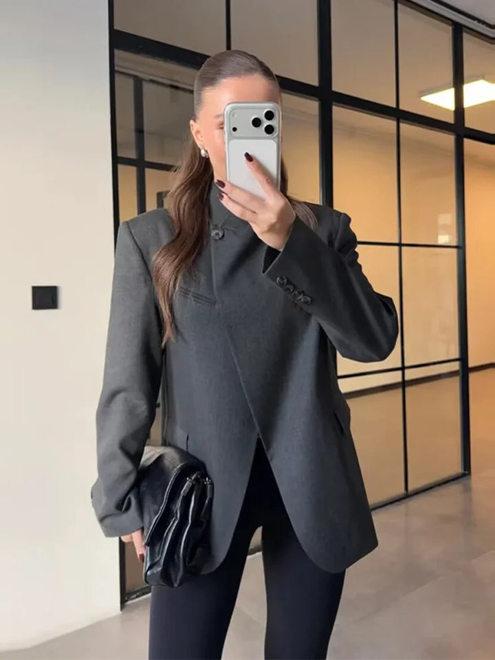Damen Blazer Jacke Langarm Stehkragen Blazer Jacke | Casual