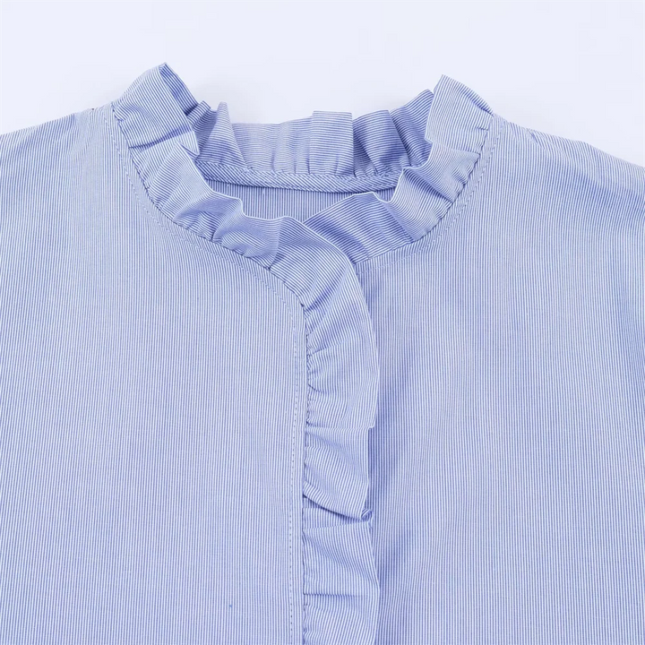 Damen Rüschenkragen Bluse Knopf Langarm | Klassisch