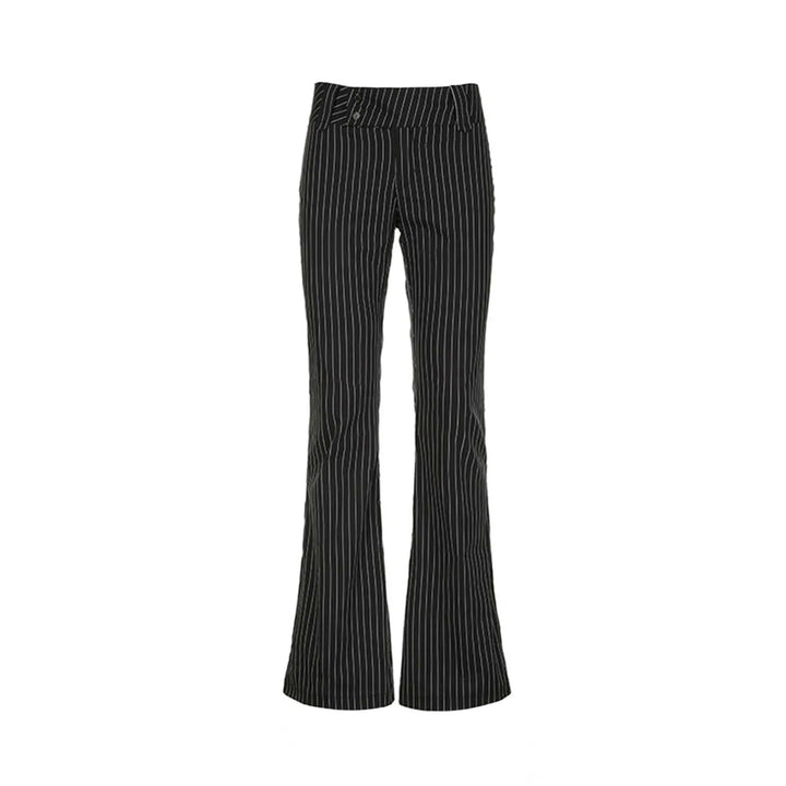 Damen High Waist Hose mit Nadelstreifen und weitem Bein | Taillierte Passform