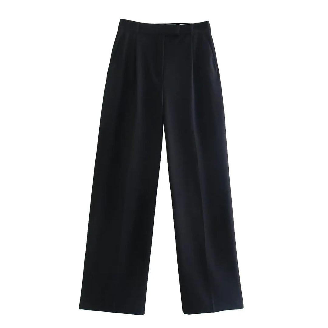 Damen High Waist Weite Hose Mit Falten Vorne | Volle Länge