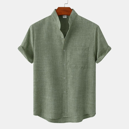 Pánská košile s krátkým rukávem a stojáčkem | Styl smart casual