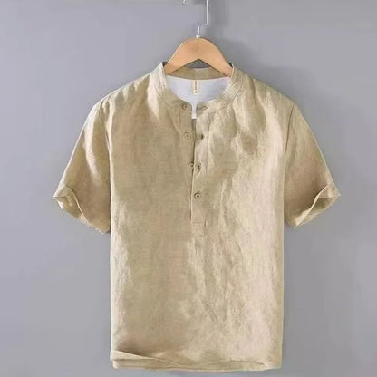 Camicia da uomo casual con colletto alla coreana e chiusura con bottoni | Maniche corte